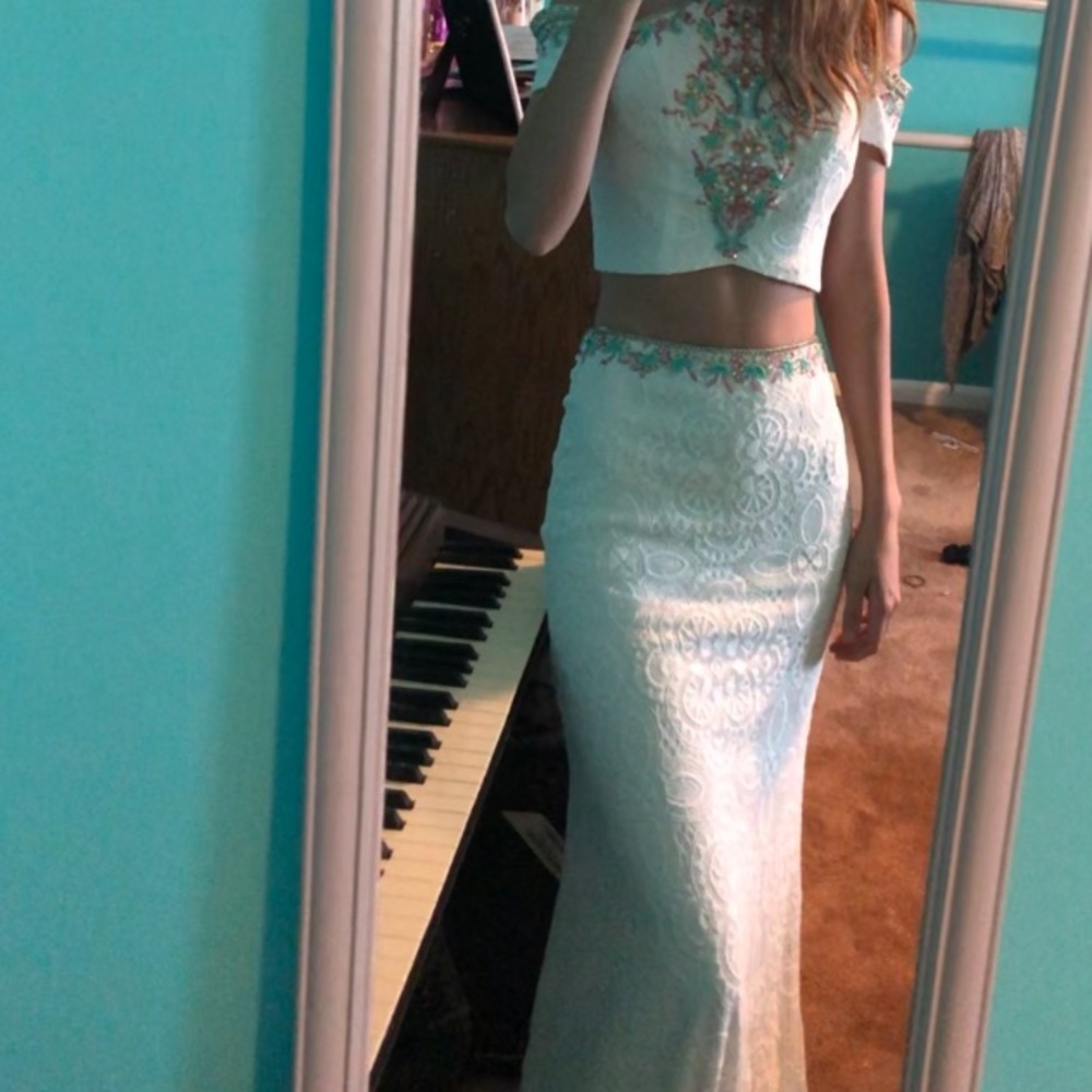 Colette Mon Cheri Two Piece White Formal Dress